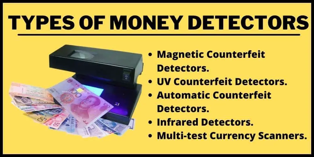 Various types of money detectors