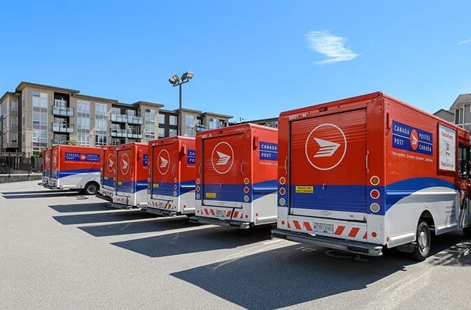 Six trucks of Canada Post