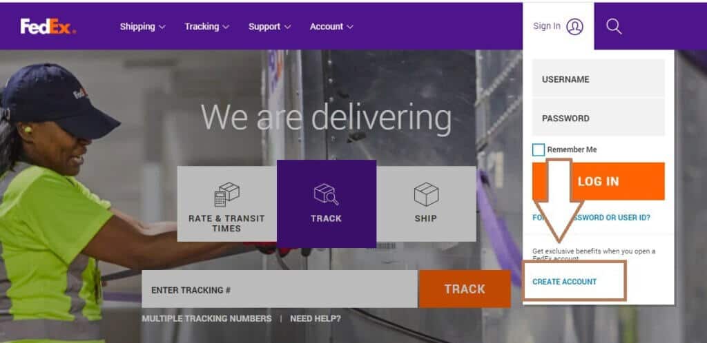 create-account fedex