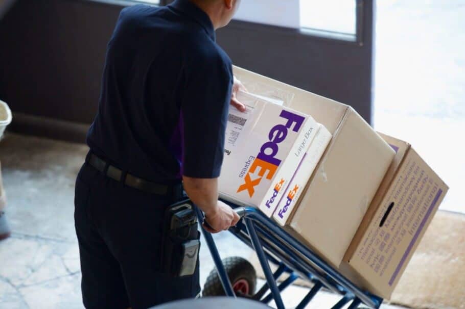 Man is handling packages