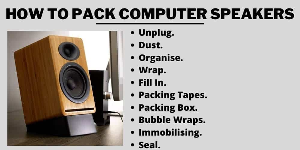 Steps to pack computer speakers