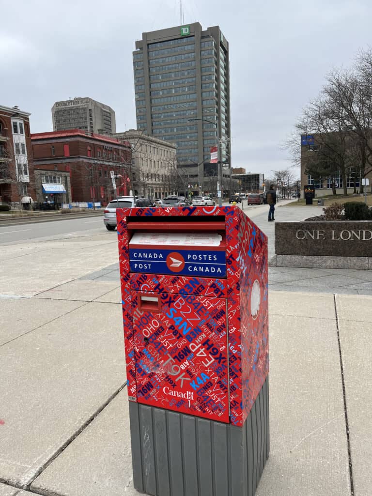 Canada post mail box near TD banking