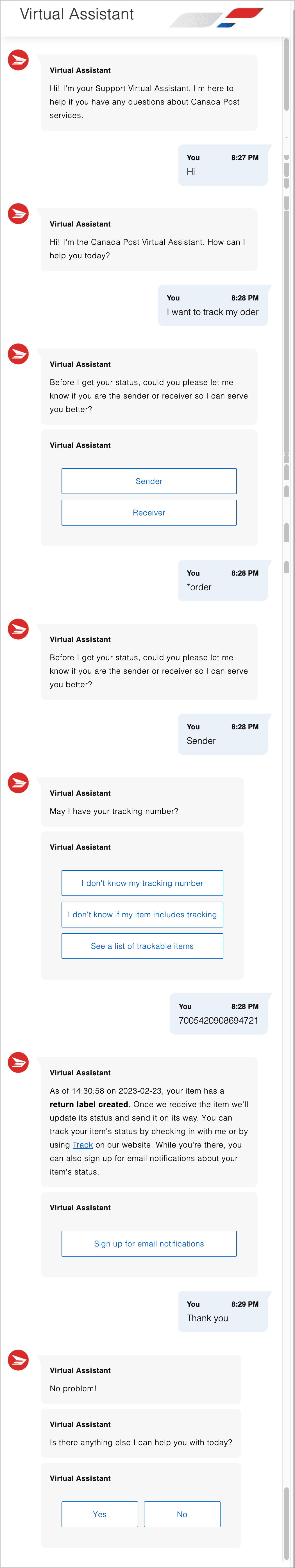 canada post customer service hours